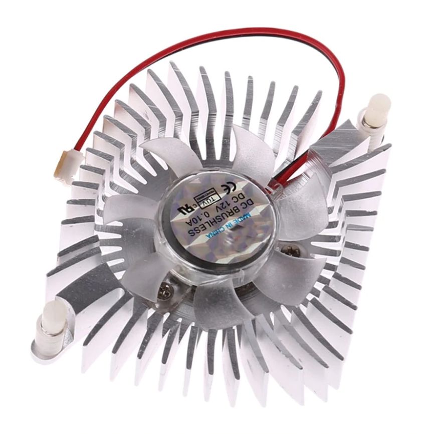 Heatsink 70x60 aluminium met ventilator 12VDC 0.1A 2-pins